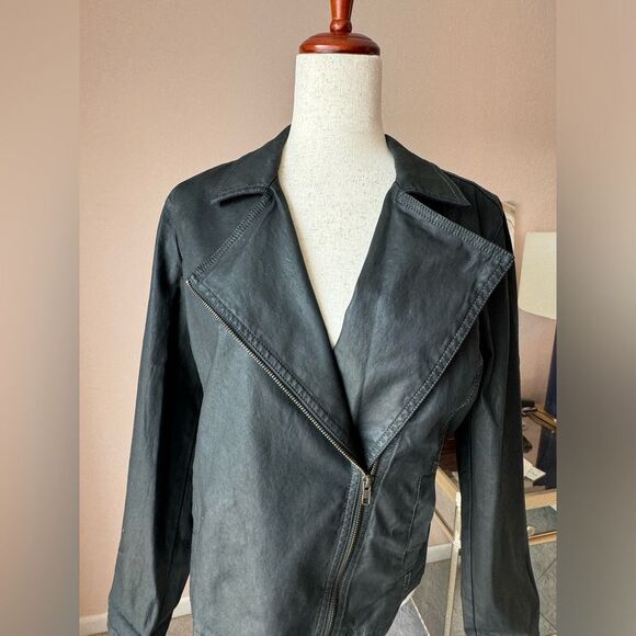 New Eileen Fisher Moto short zip jacket in waxed organic cotton sz M - Picture 2 of 15
